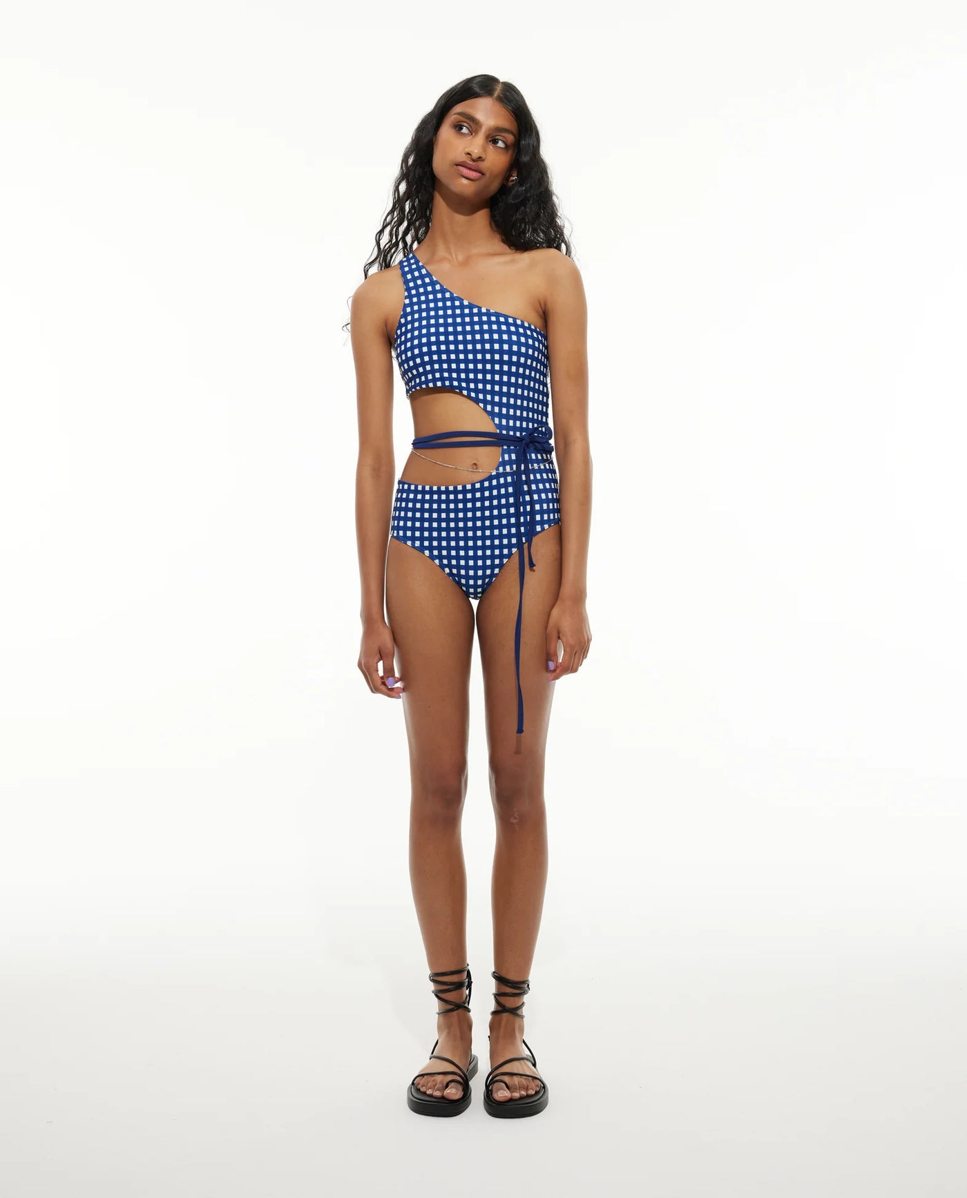 PRINTED CHECK SWIMSUIT
