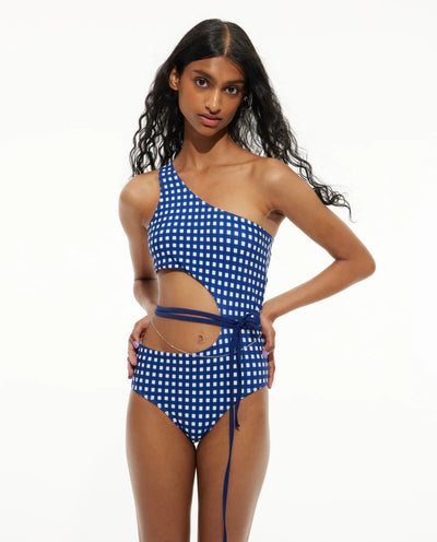 PRINTED CHECK SWIMSUIT