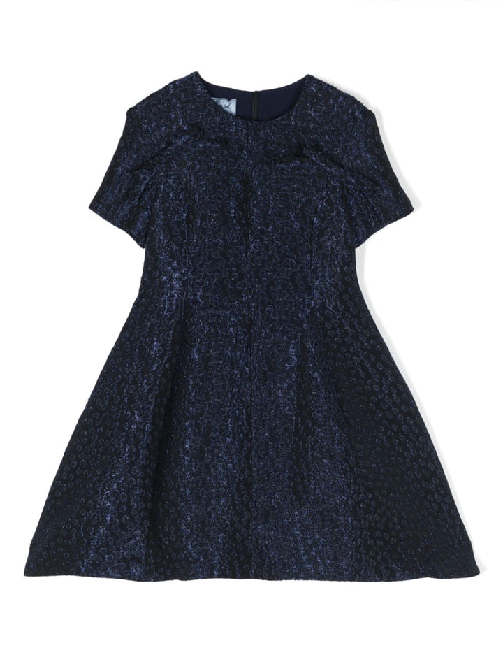 Mi Mi Sol patterned-jacquard short-sleeve dress