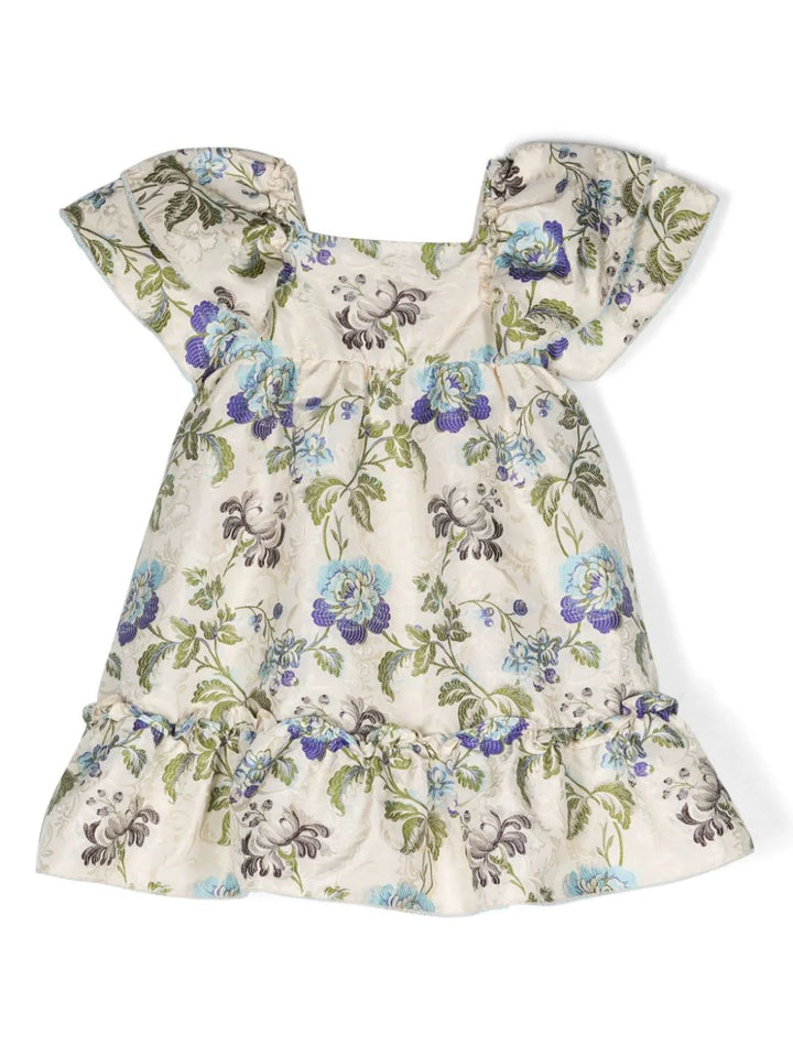 ETRO KIDS floral-embroidered ruffled dress