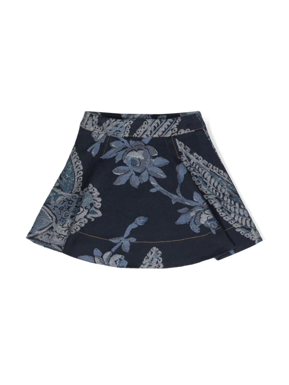 ETRO KIDS floral-jacquard flared denim skirt