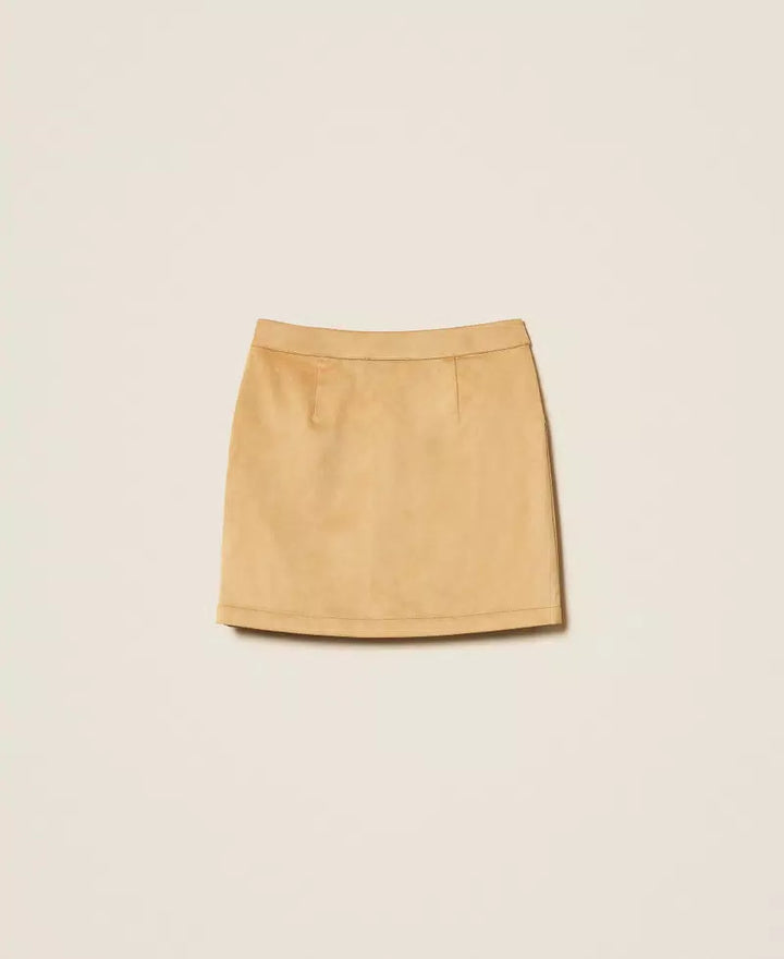 TWINSET Short suede skirt with fringes