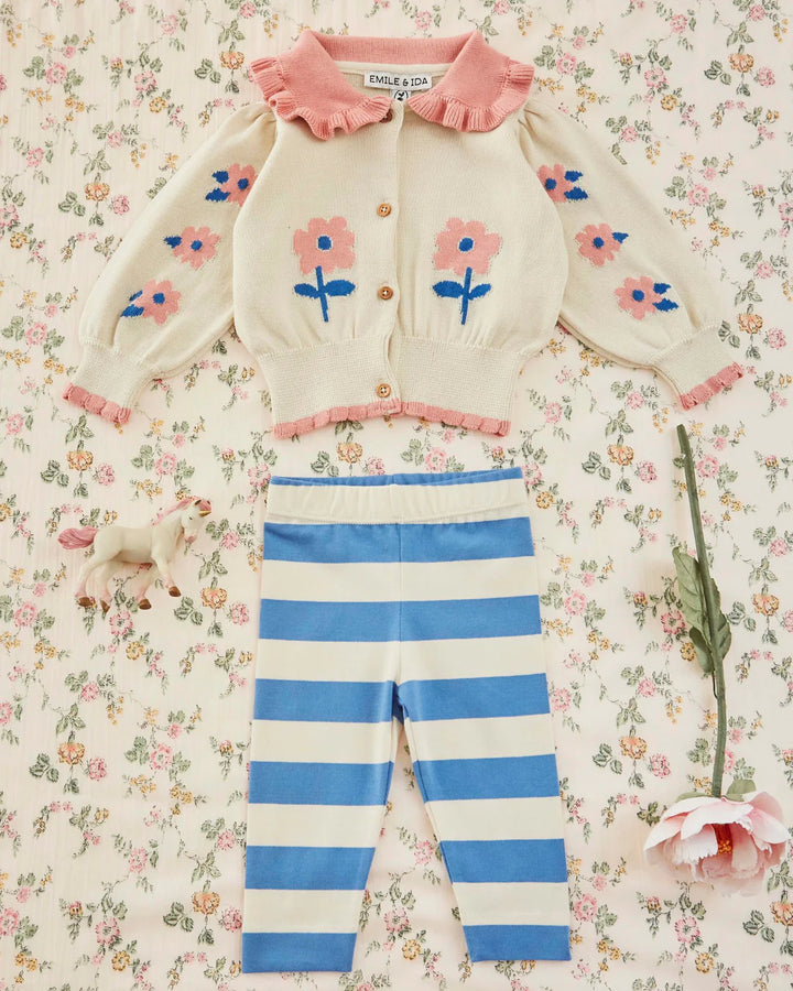 EMILE AT IDA Cardigan Beige jacquard ruffle