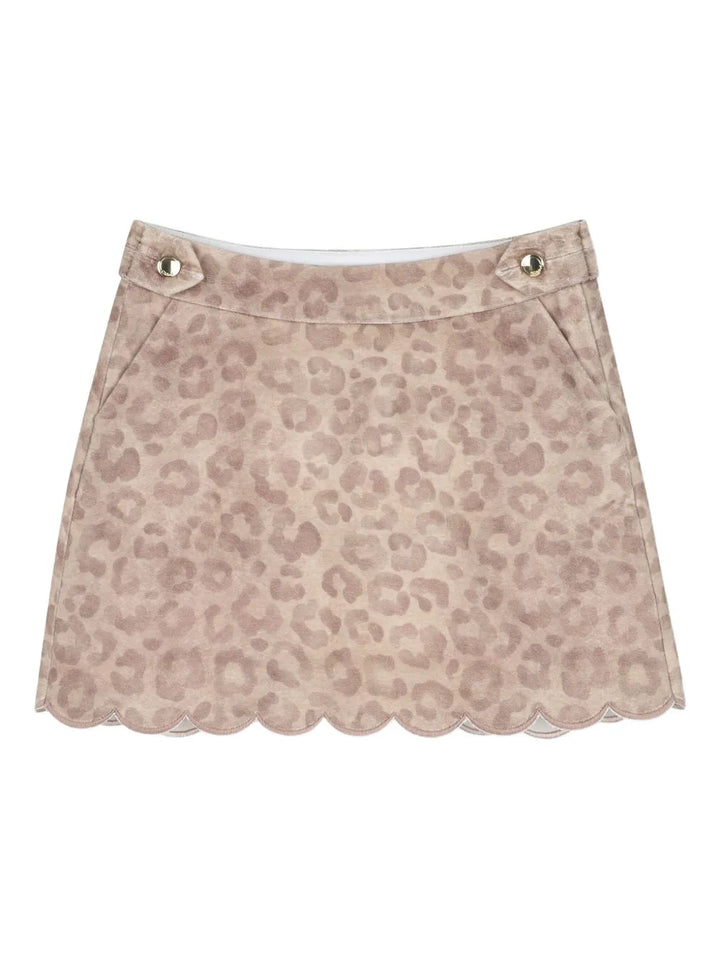 Chloé Kids leopard-print scalloped skirt