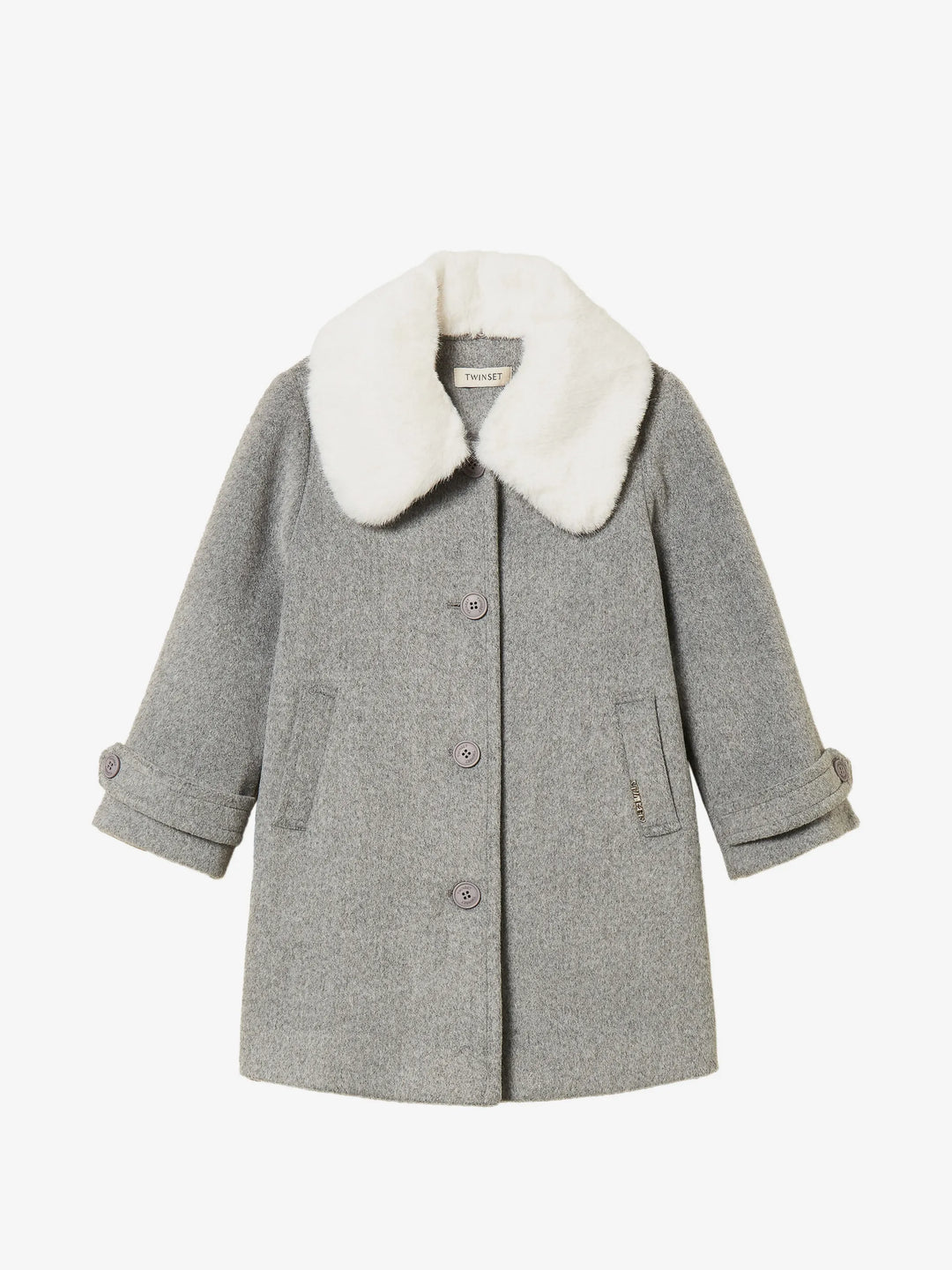 TWINSET Kids faux-fur collar coat