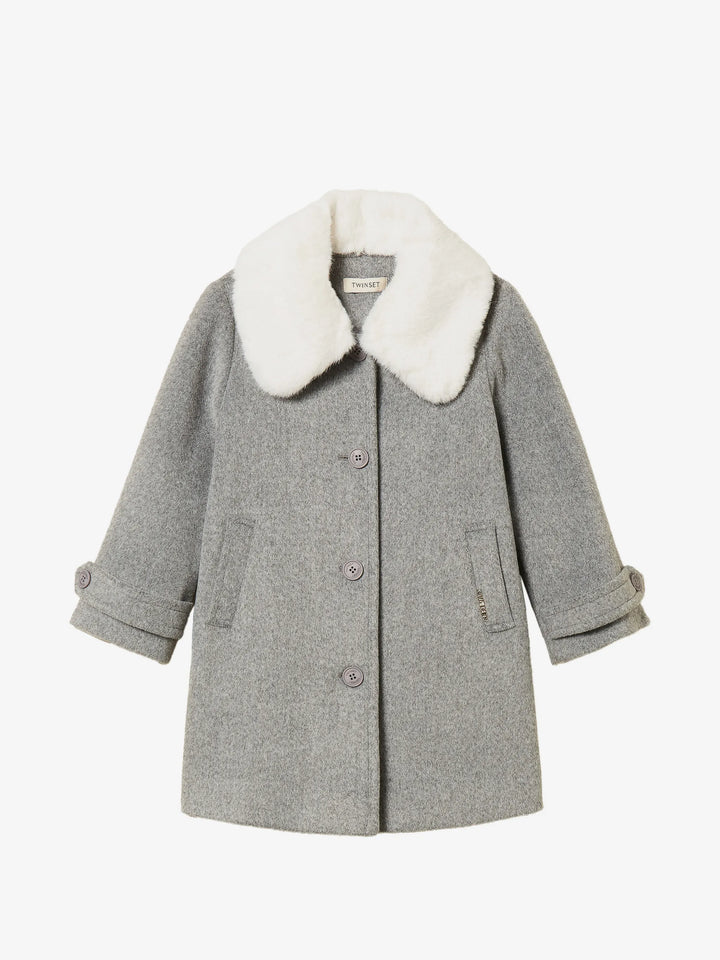 TWINSET Kids faux-fur collar coat