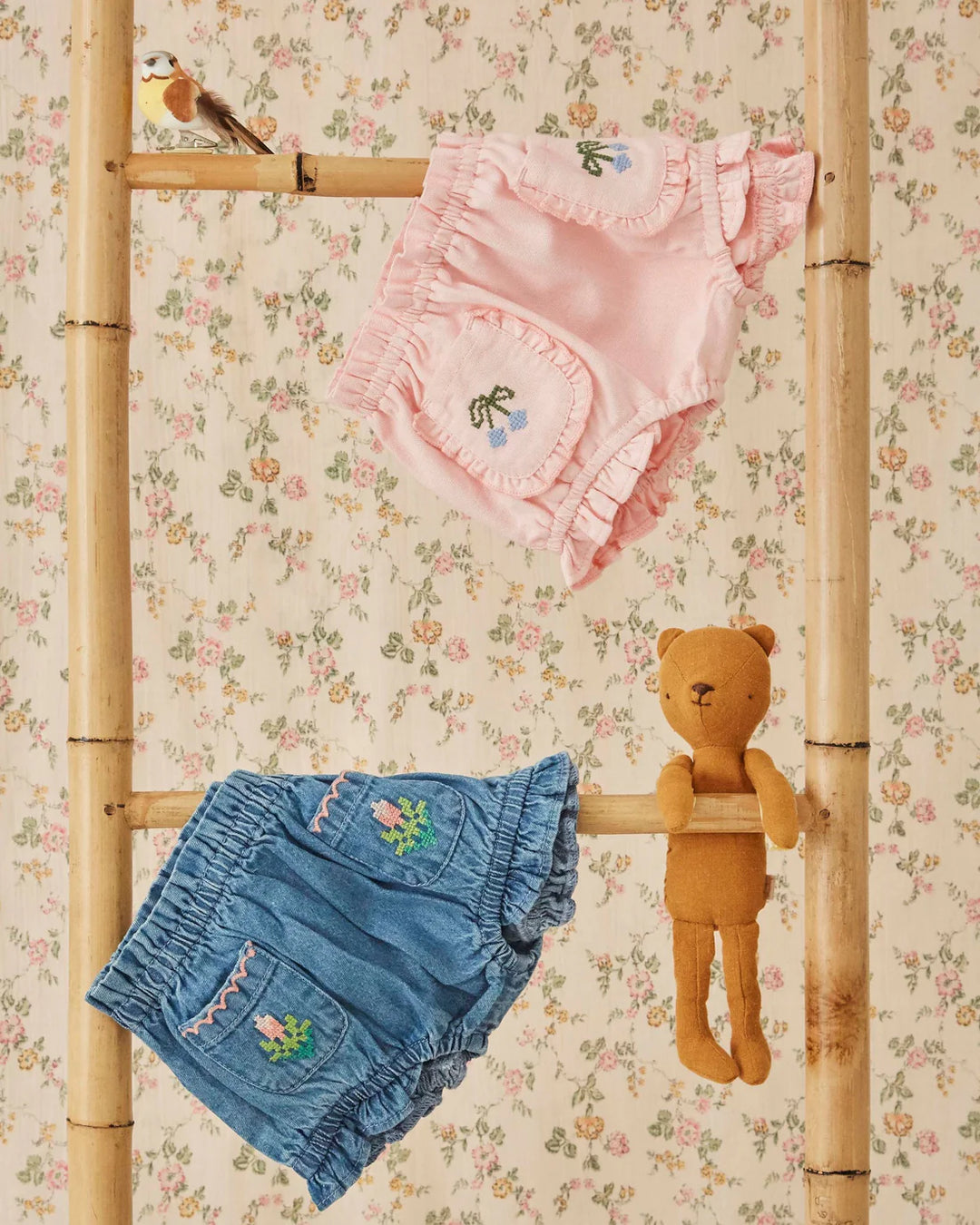 EMILE AT IDA Bloomer Denim embroidered pockets