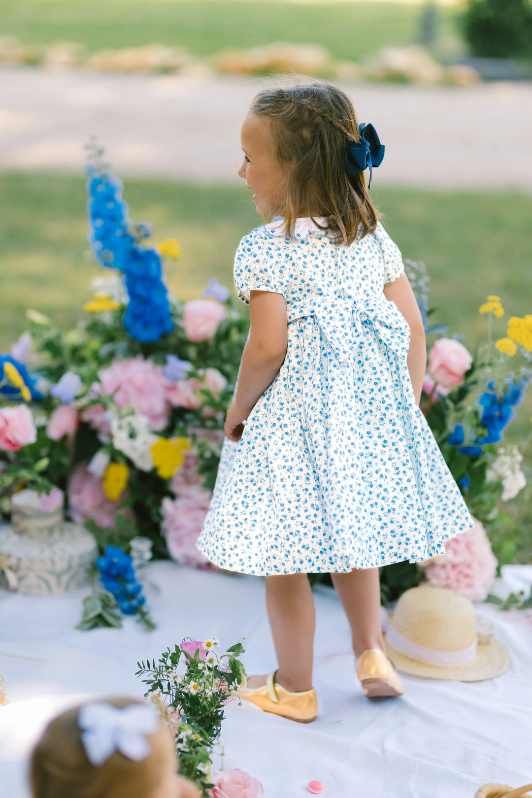 ANTOINETTE PARIS Isadora Floral Blue Short Puff Empire Dress