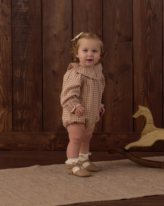 Rylee + Cru  Colette Romper Fawn Gingham