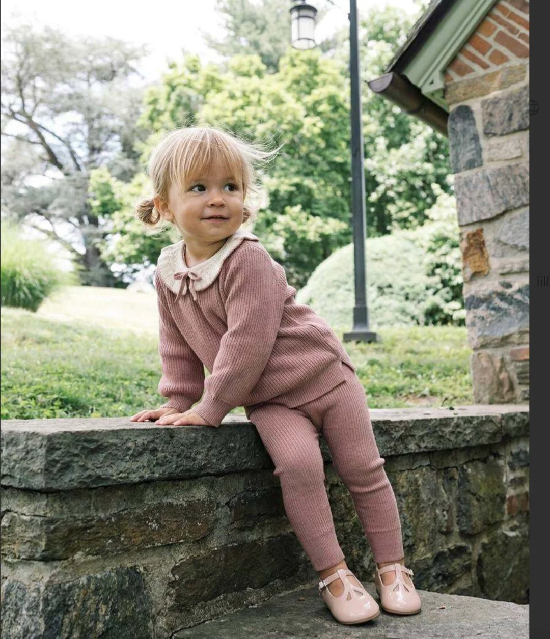 LIL LEGS Ruffle Collar Knit Toddler NAVY Set Girl