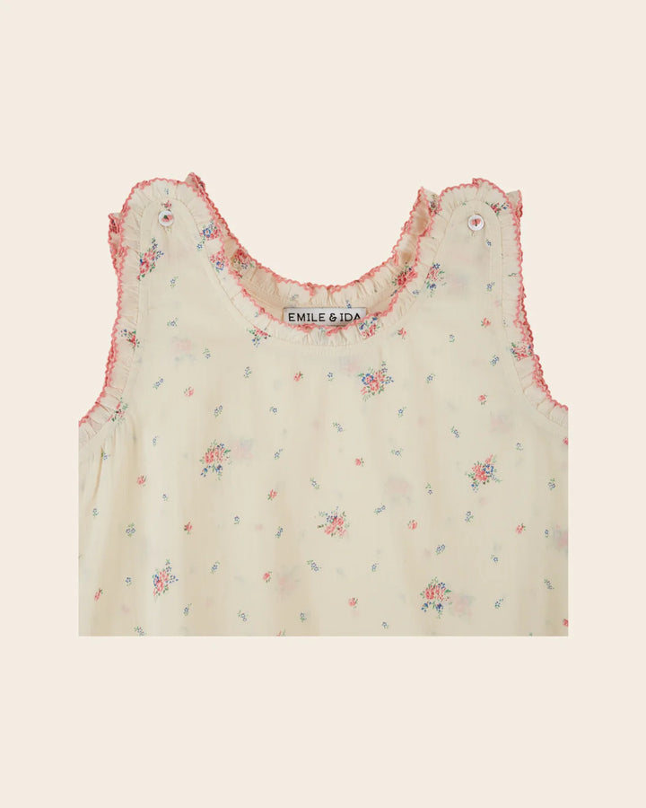 EMILE AT IDA Top Ecru floral cotton voile