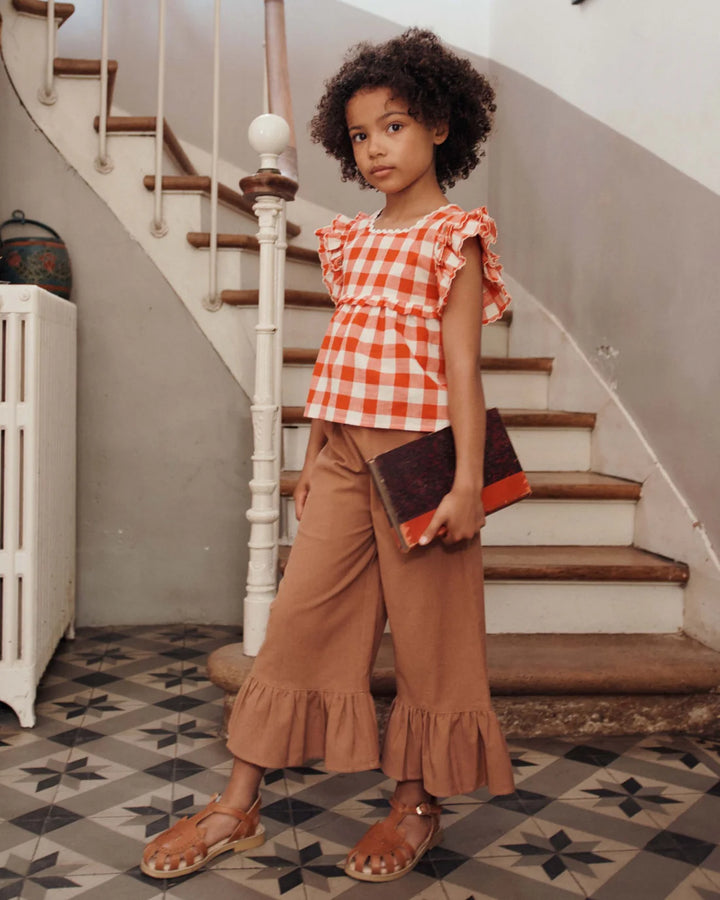 EMILE ET IDA Trousers Brown ruffle