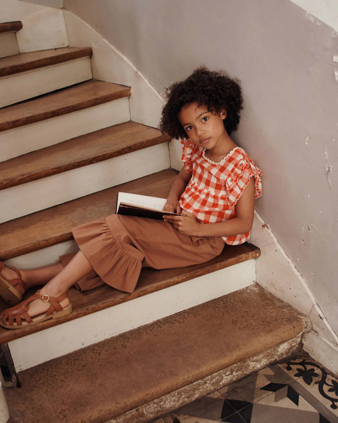 EMILE ET IDA Trousers Brown ruffle
