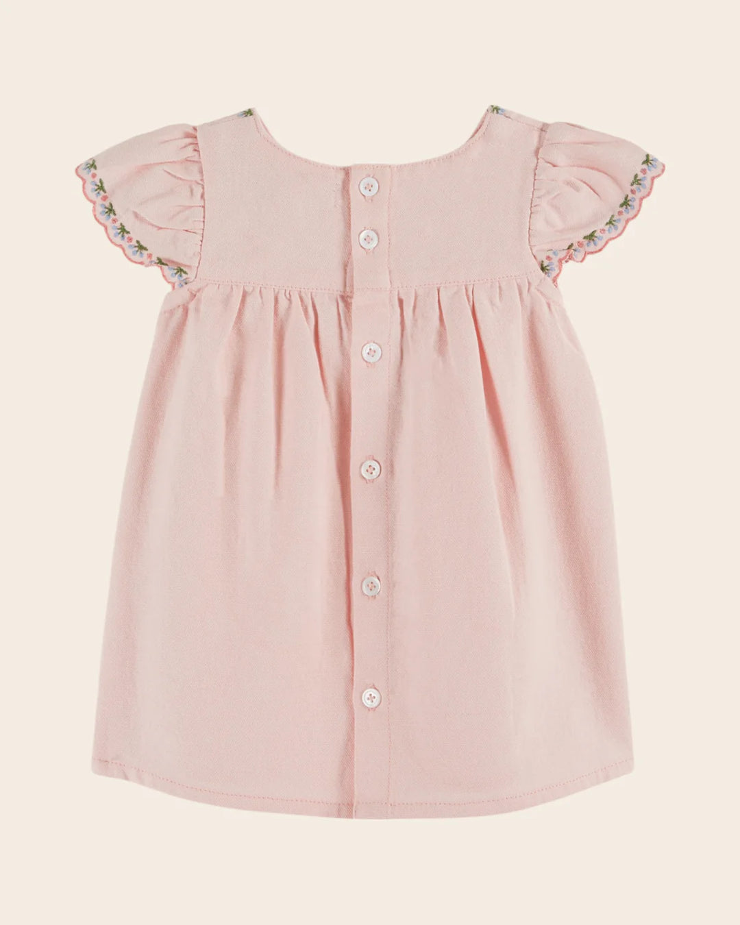 EMILE AT IDA Baby dress Embroidered pink cherries