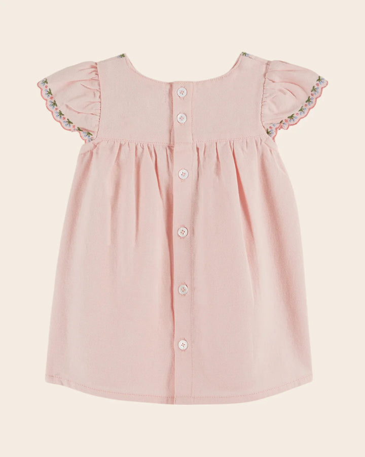 EMILE AT IDA Baby dress Embroidered pink cherries