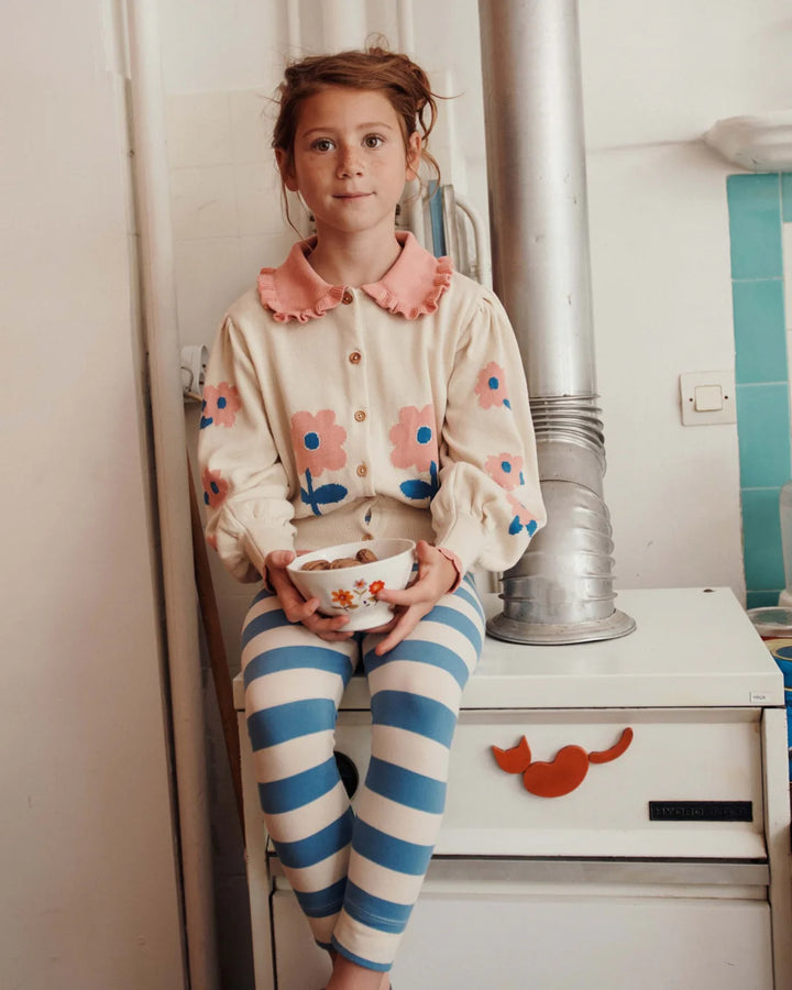 EMILE AT IDA Cardigan Beige jacquard ruffle