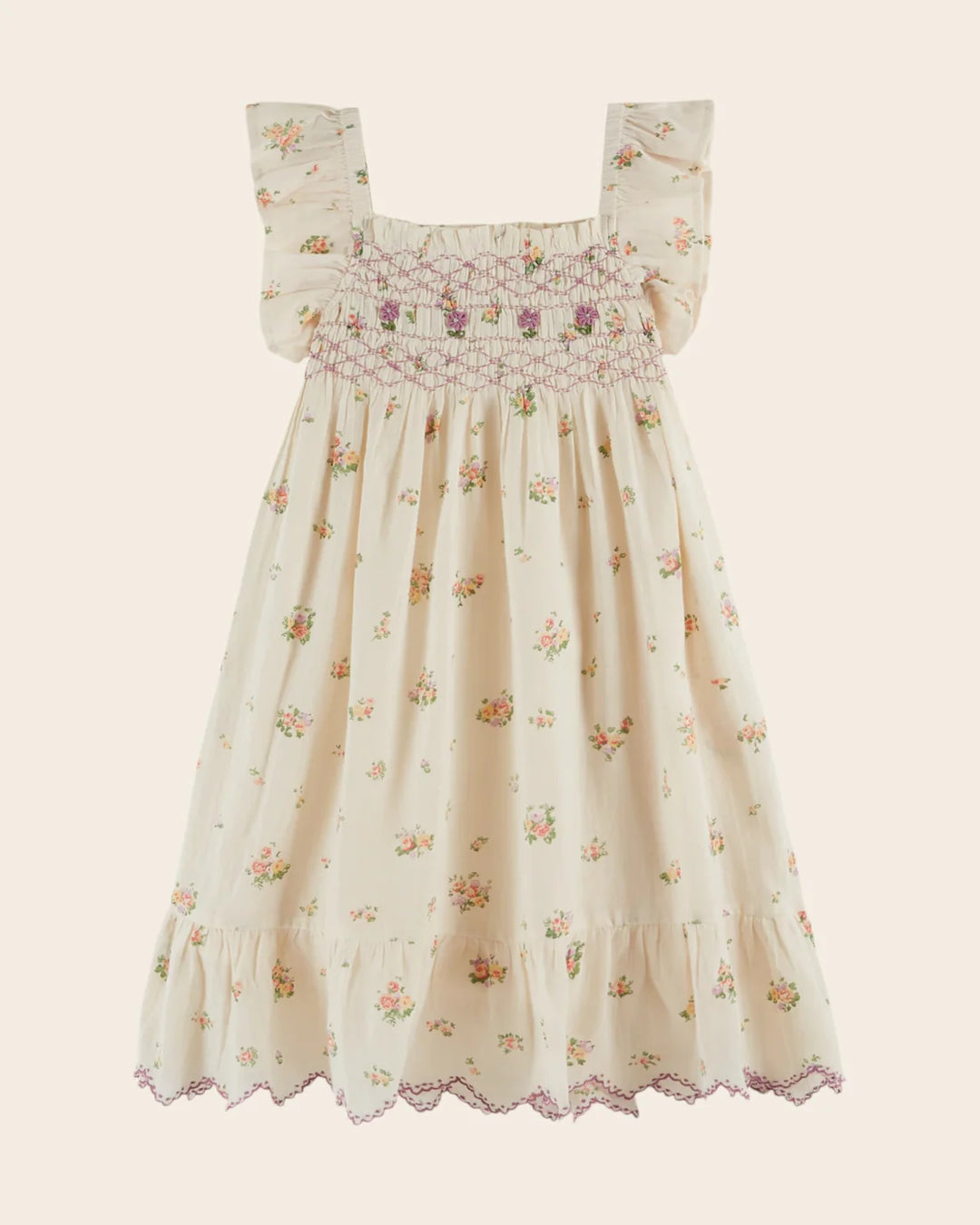 EMILE AT IDA Dress Floral smocked embroidered althea