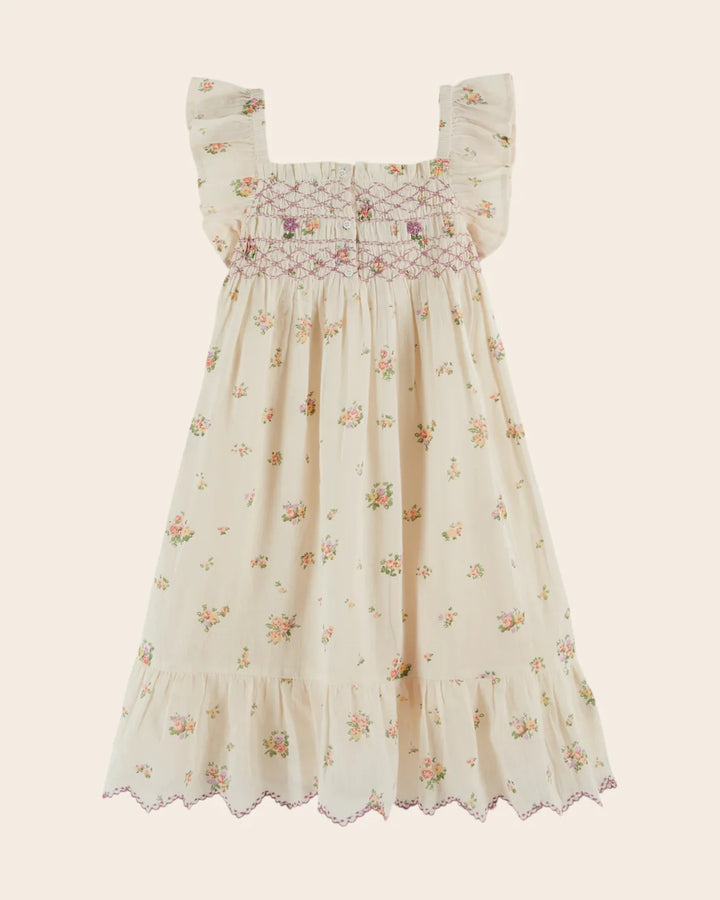 EMILE AT IDA Dress Floral smocked embroidered althea