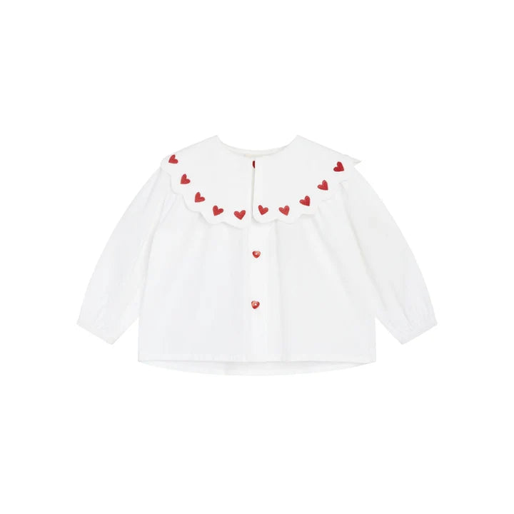 flöss Ever Blouse - White/Ruby Red