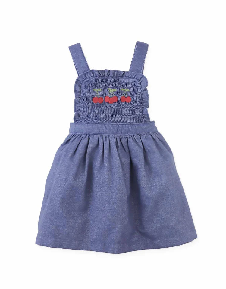 Gingersnaps Baby Margot Pinafore Dress And Tee Set - Blue / Cherry