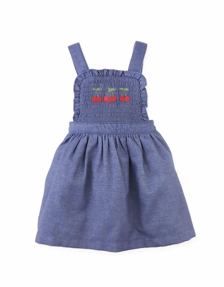 Gingersnaps Baby Margot Pinafore Dress And Tee Set - Blue / Cherry