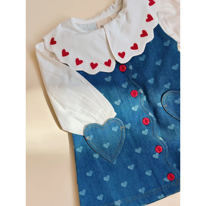 Flöss Lollo Dress Blue Denim/Hearts