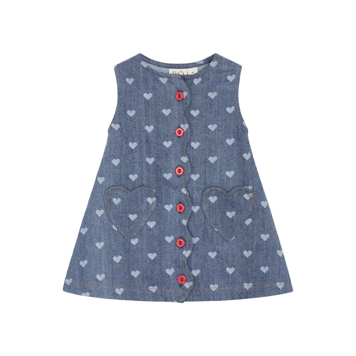 Flöss Lollo Dress Blue Denim/Hearts