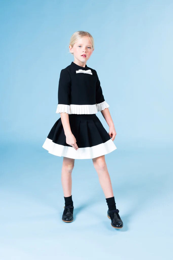 Mi Mi Sol pleated-edge cotton blouse SKIRT SET