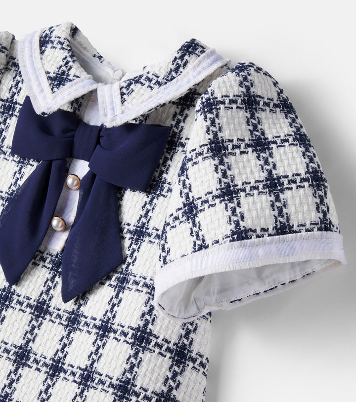 Patachou Checked cotton-blend tweed dress