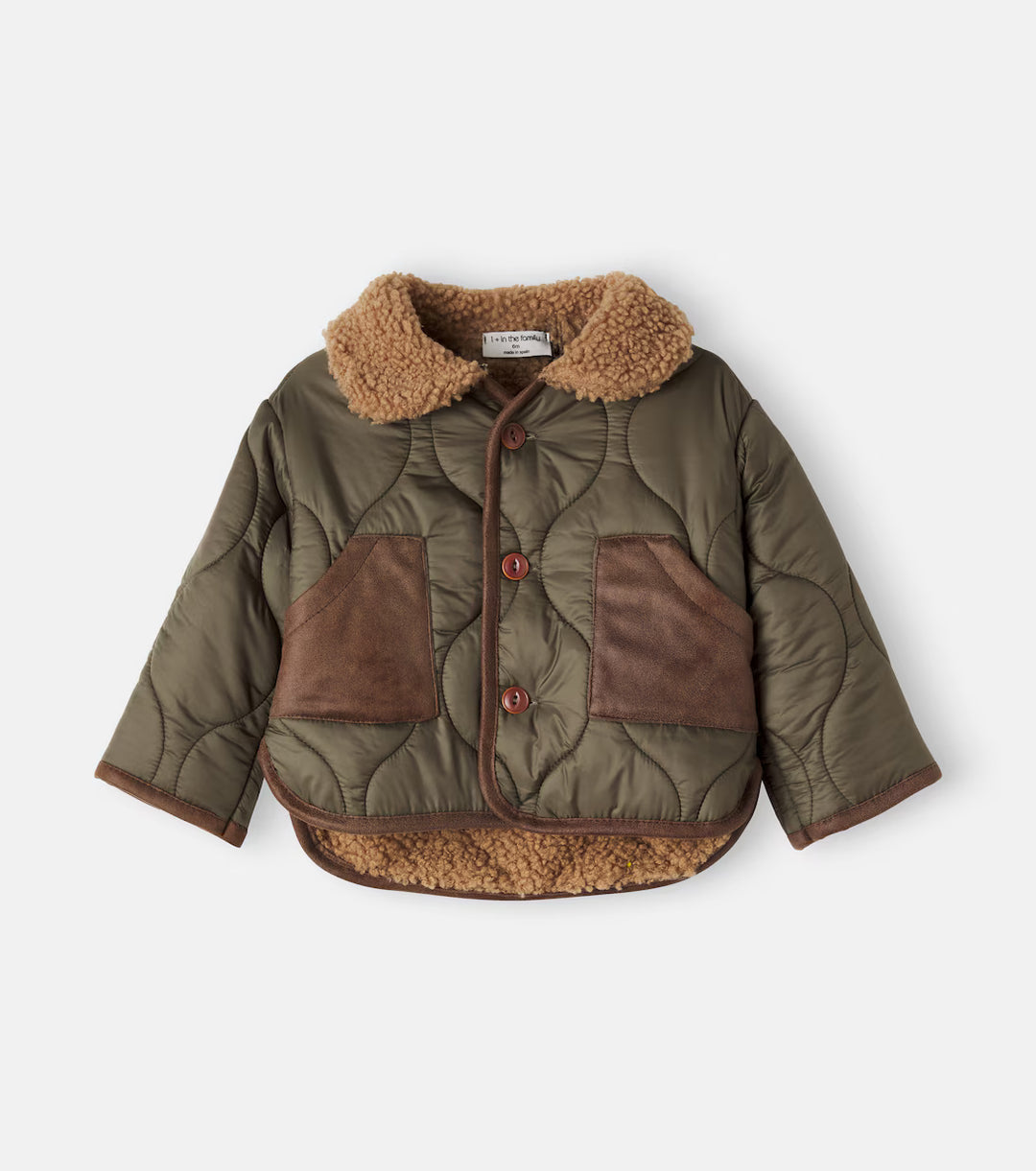 1 + in the Family Baby Emerald teddy-trimmed quilted jacket