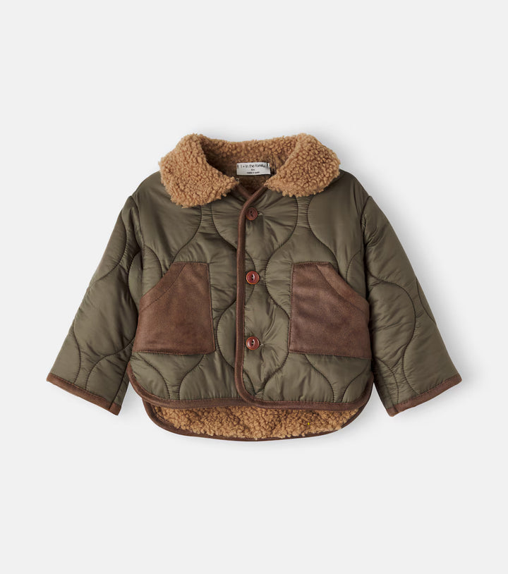 1 + in the Family Baby Emerald teddy-trimmed quilted jacket