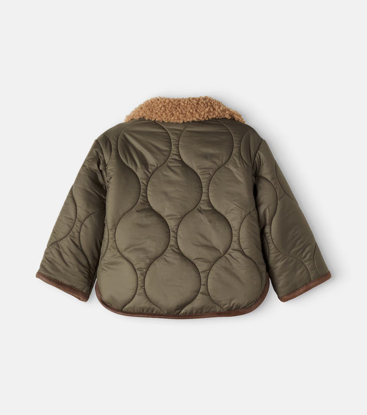 1 + in the Family Baby Emerald teddy-trimmed quilted jacket