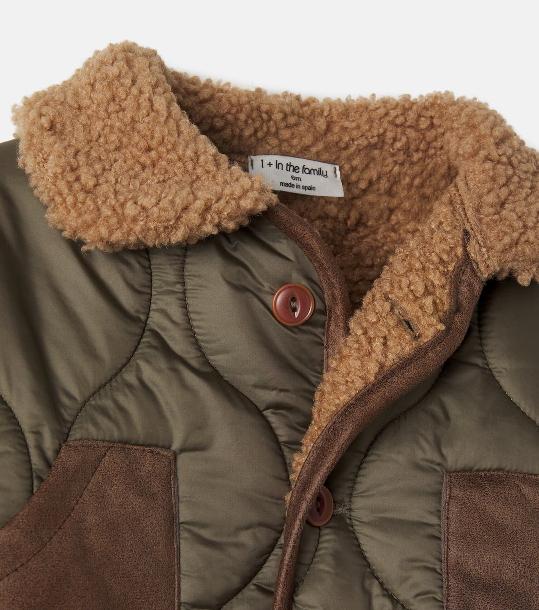1 + in the Family Baby Emerald teddy-trimmed quilted jacket