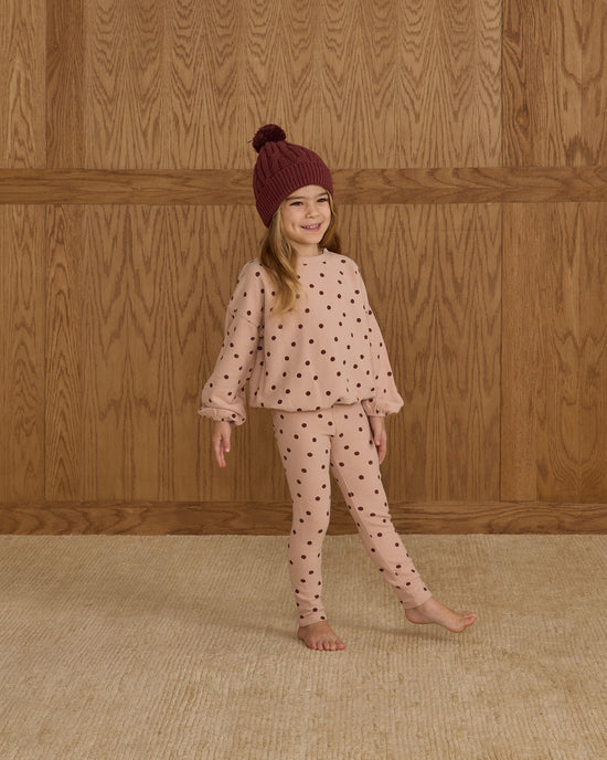 Rylee + Cru Polka Dot Knit Top & Leggings Set