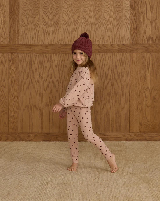 Rylee + Cru Polka Dot Knit Top & Leggings Set