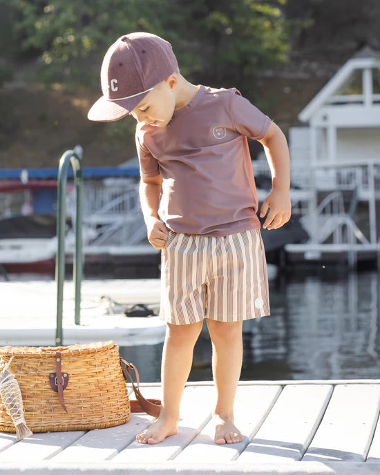 Rylee + Cru  Boardshort Brown Butterscotch Stripe