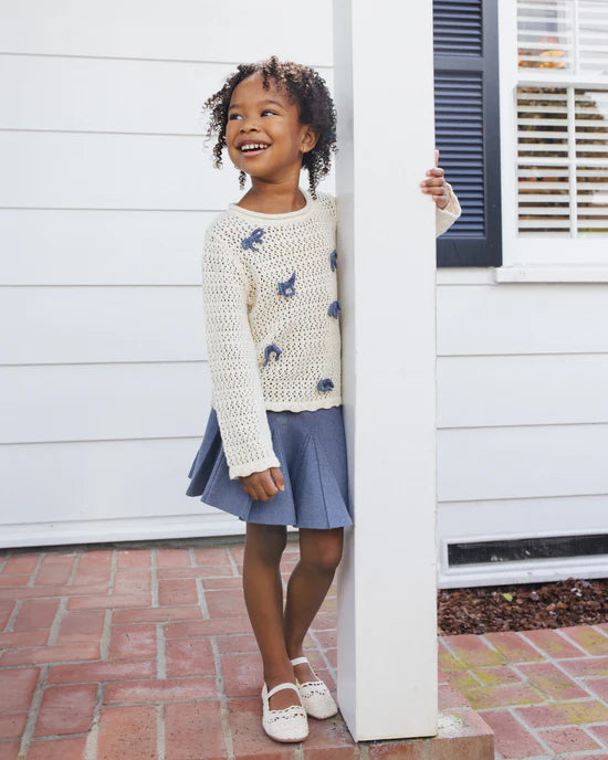 Rylee + Cru Crochet Knit Pullover Bows