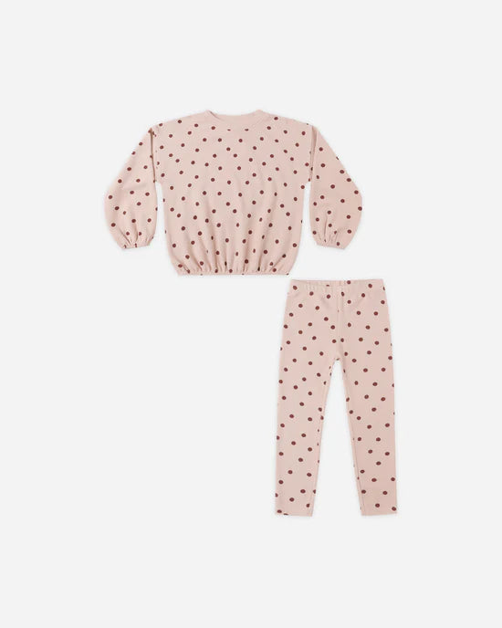 Rylee + Cru Polka Dot Knit Top & Leggings Set