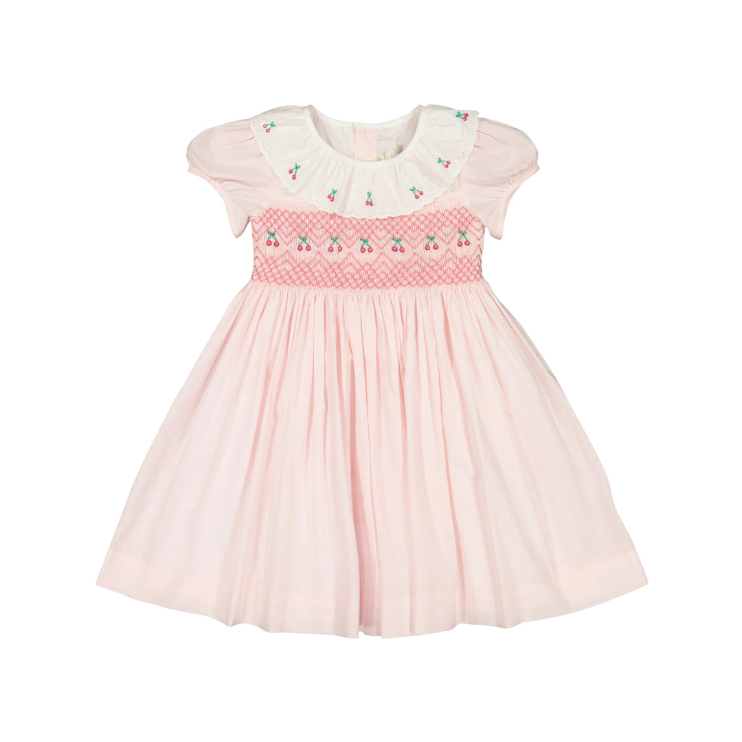 ANTOINETTE PARIS Cherry Pink Short Puff Smocked Dress