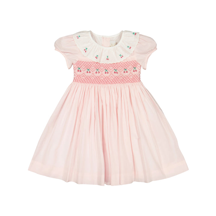 ANTOINETTE PARIS Cherry Pink Short Puff Smocked Dress