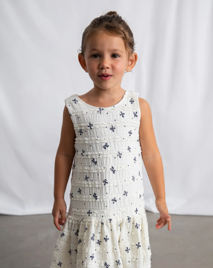 Mayoral Bow-Pattern Drop-Waist Dress