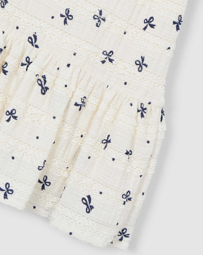 Mayoral Bow-Pattern Drop-Waist Dress