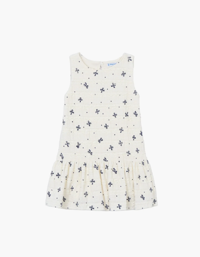 Mayoral Bow-Pattern Drop-Waist Dress