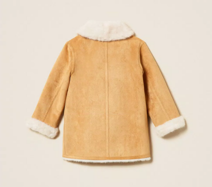 TWINSET SUEDE BABY COAT with faux fur