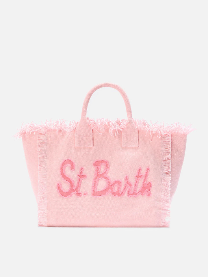MC2 SAINT BARTH Pink Colette canvas bag with fabric logo patch