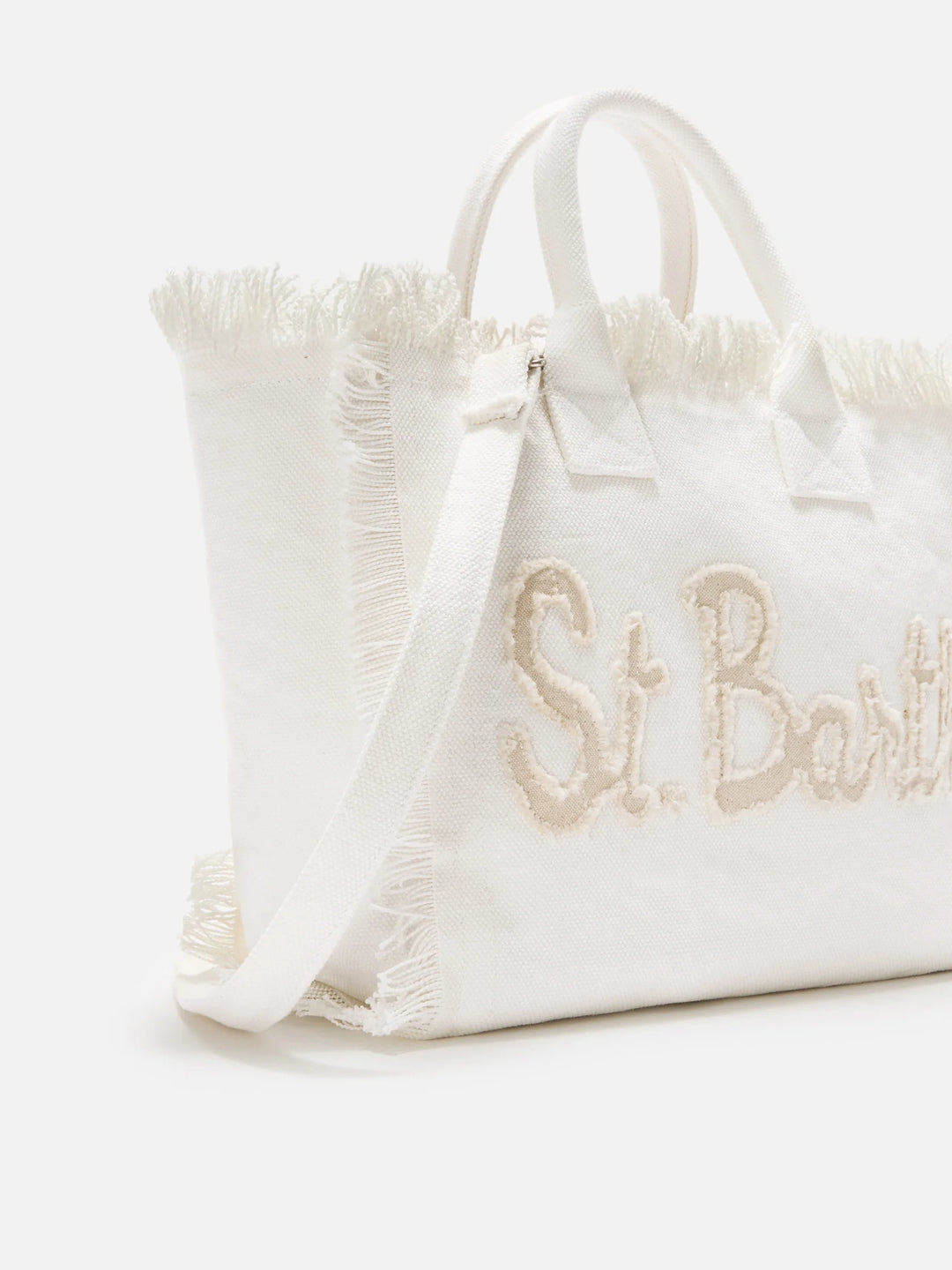 MC2 SAINT BARTH White Colette canvas bag with fabric logo patch