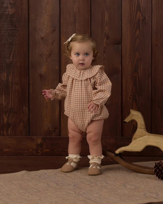 Rylee + Cru  Colette Romper Fawn Gingham