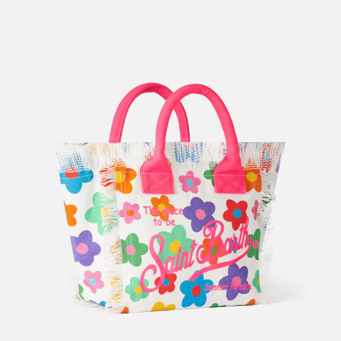 Mc2 Saint Barth Colette multicolor cotton canvas handbag with flowers print