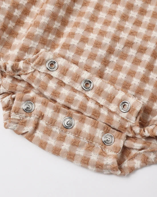 Rylee + Cru  Colette Romper Fawn Gingham