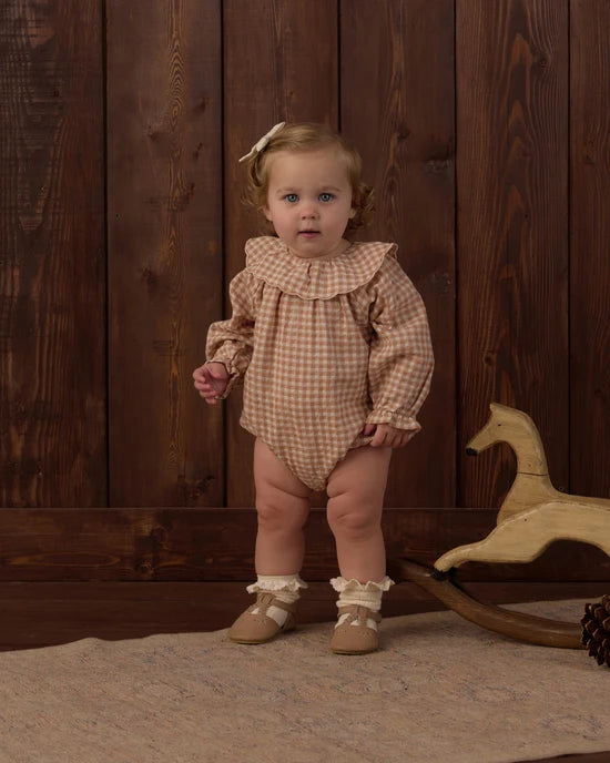 Rylee + Cru  Colette Romper Fawn Gingham